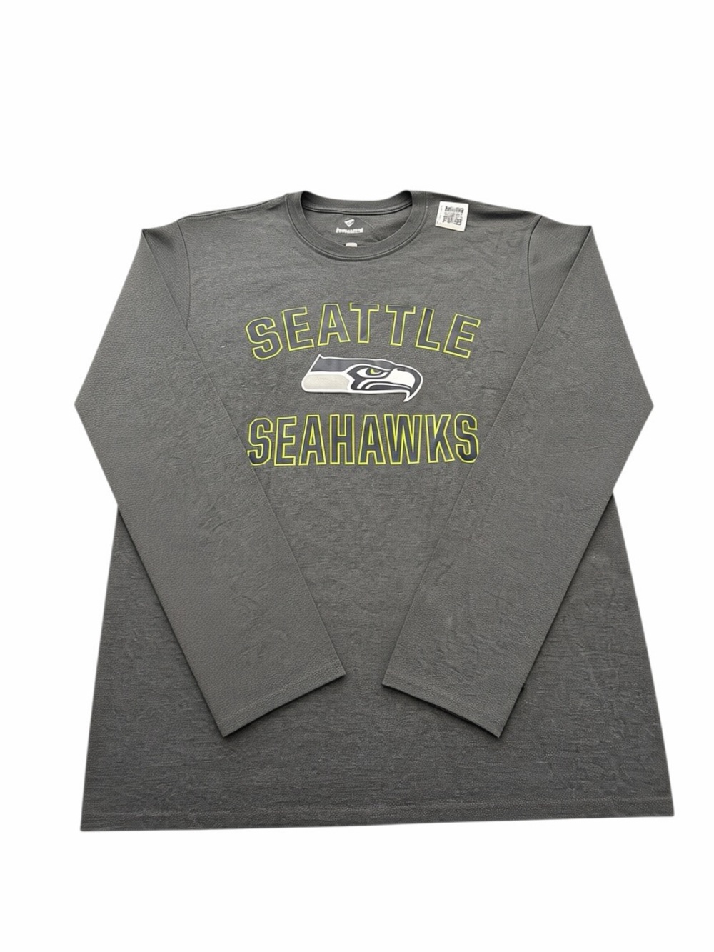 Fanatics Gray Seattle Seahawks Long Sleeve Tee with Neon Yellow Accents
